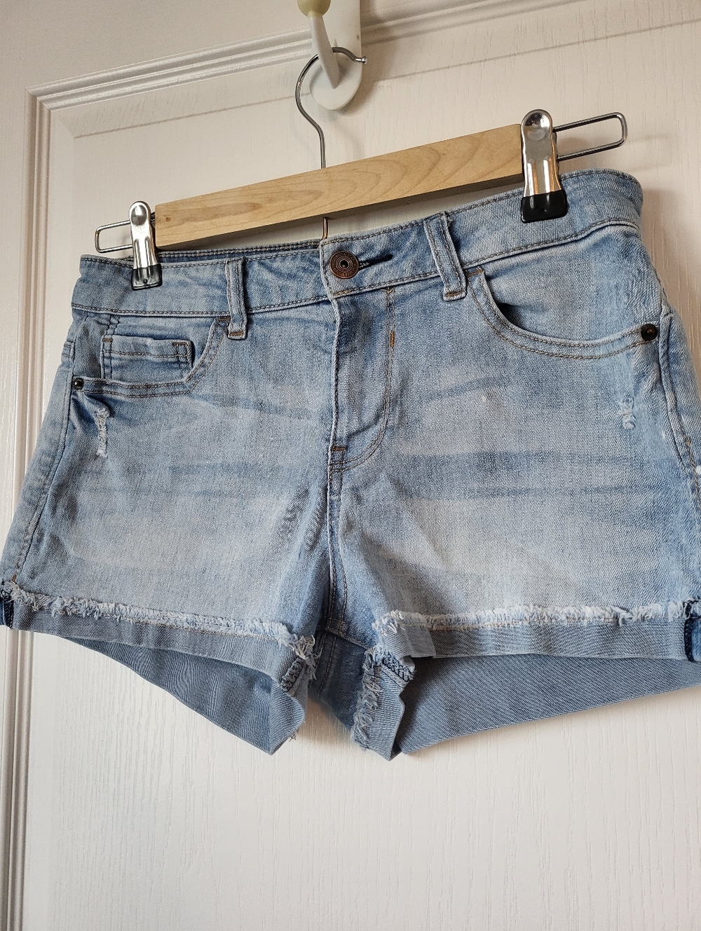 Vanilla Star Light Blue Distressed Denim Shorts 5